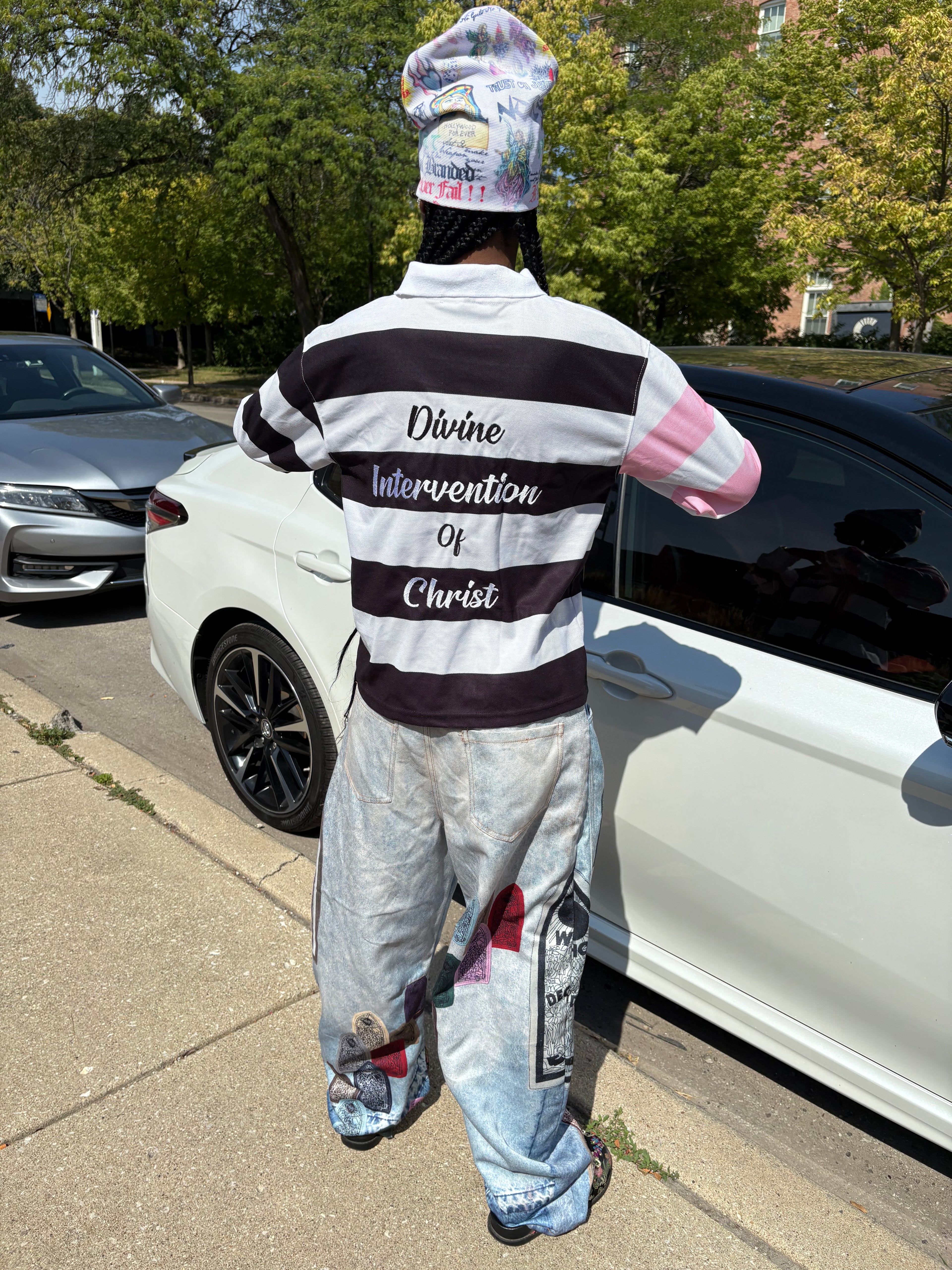 Divine Intervention Striped Polo Tee